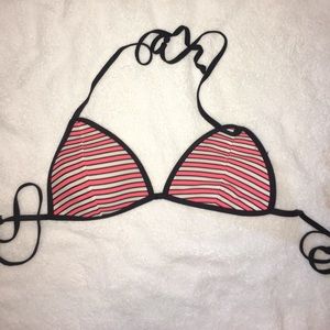 Orange and white stripe bikini top