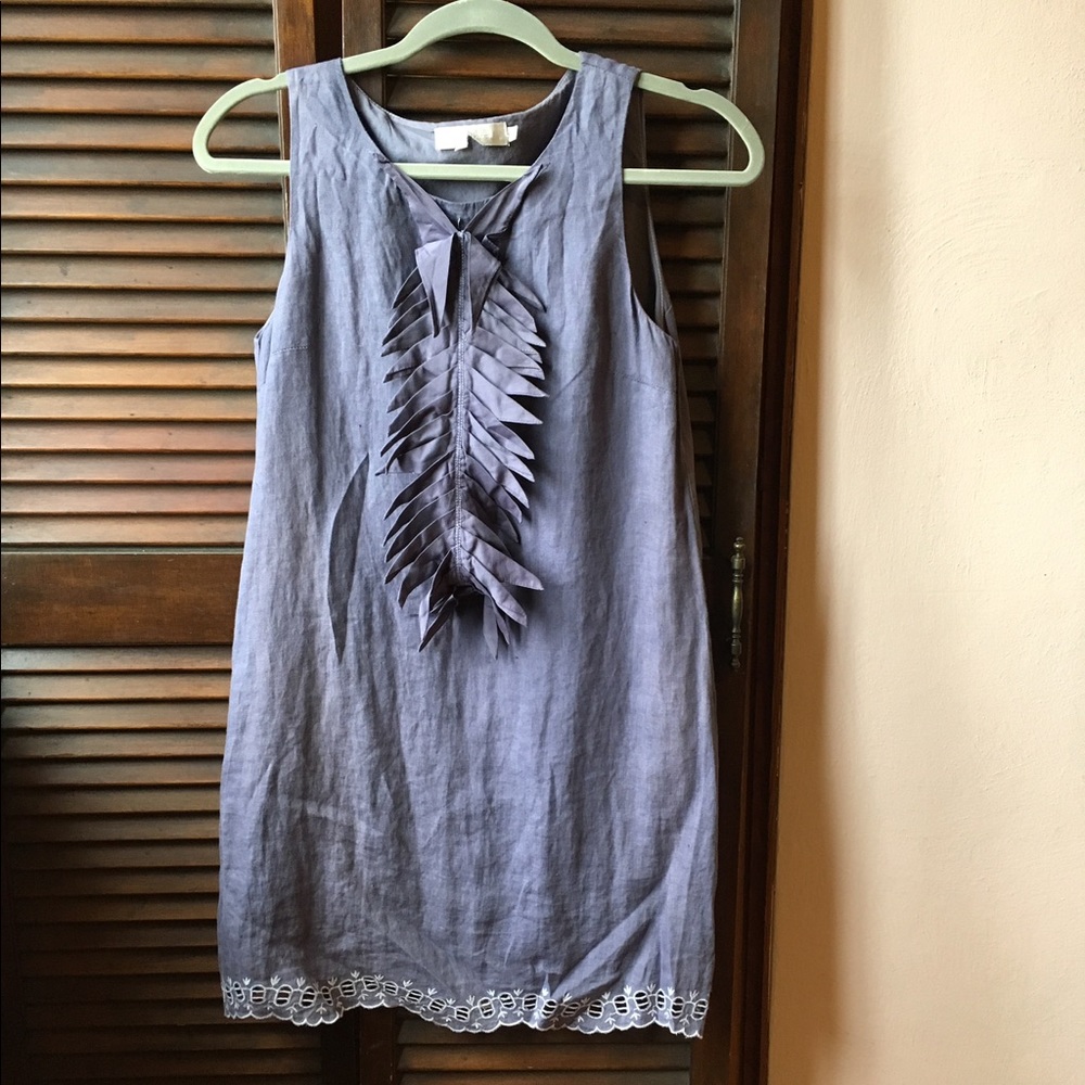 MM Couture dress with scalloped hem and inlays