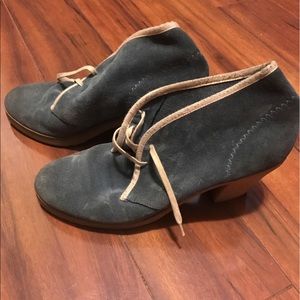 Anthropologie blue suede ankle boots