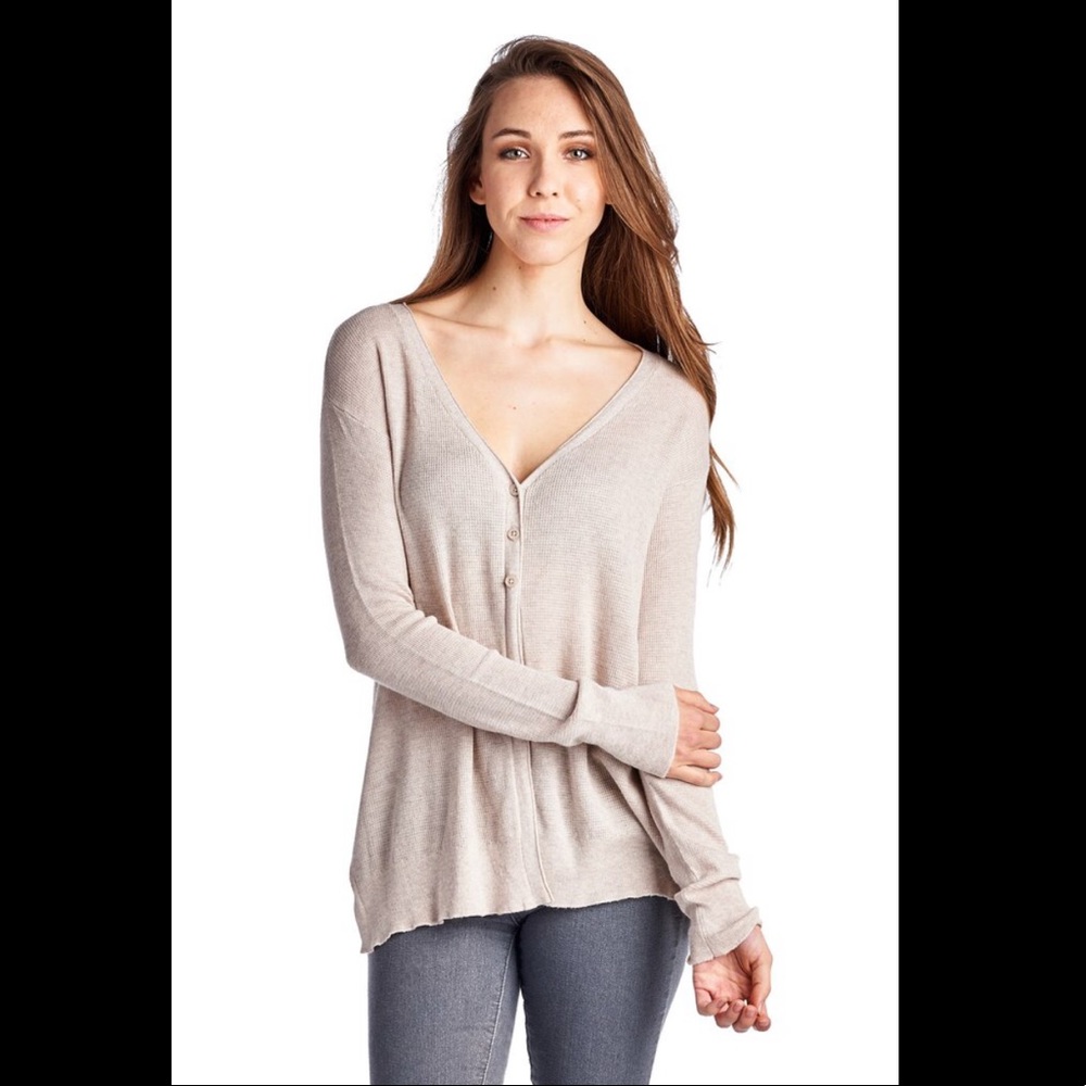 NWT Beige Thermal Cardigan - Picture 2 of 5