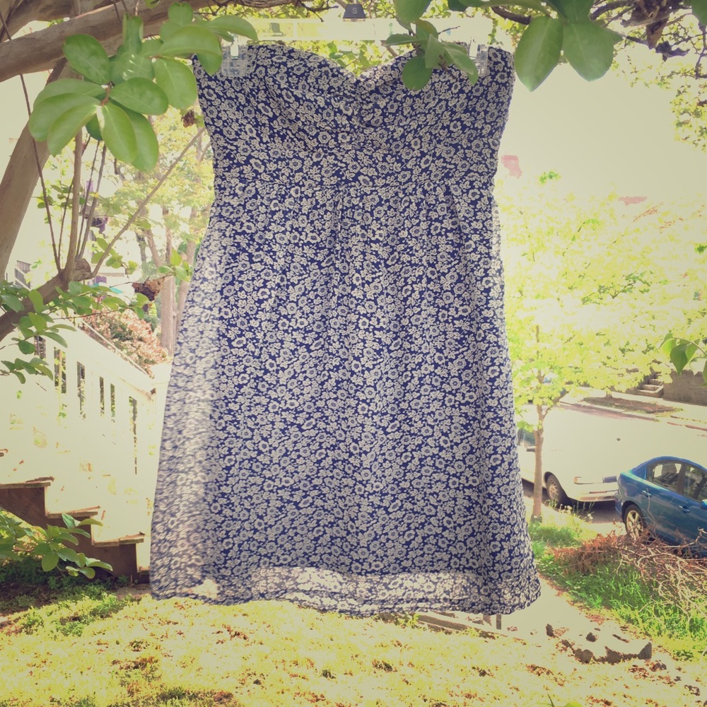 Blue floral empire cocktail dress
