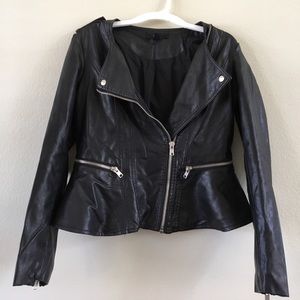 Forever 21 leather moto jacket with peplum