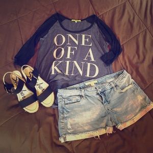 Baseball Style Tee With High/Low Hem