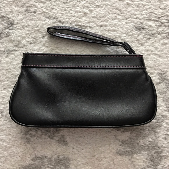 Hot pink & black pleather clutch purse / wristlet - Picture 5 of 6