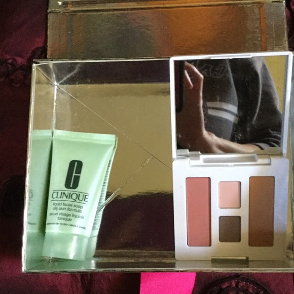 Clinique Other - Beautiful box with tie bow, makeup and facial wash