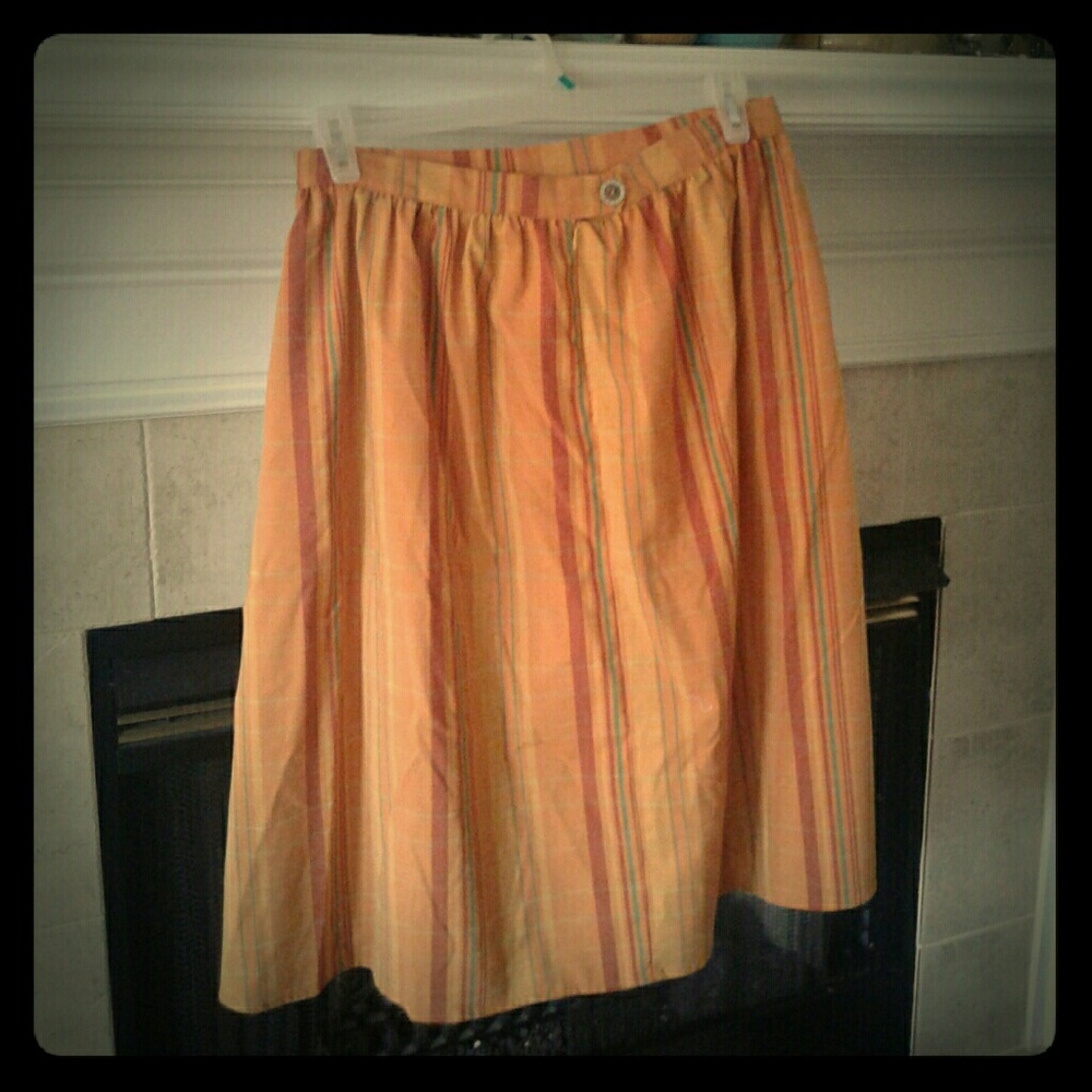 Retro Orange plaid circle skirt