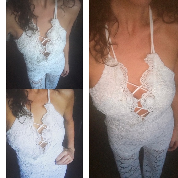 Tiger Mist white crochet jumpsuit - Picture 2 of 2