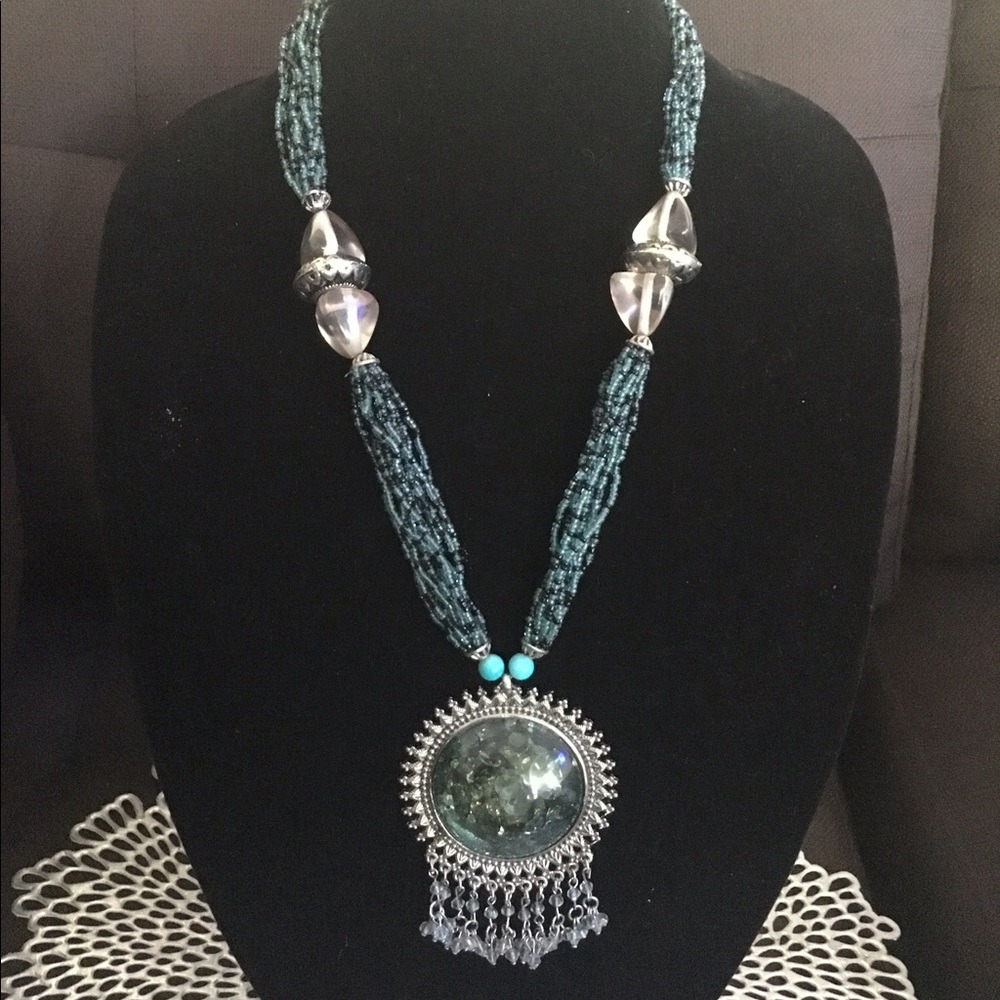 Vintage blue stone unique necklace