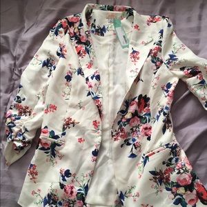White Floral Blazer