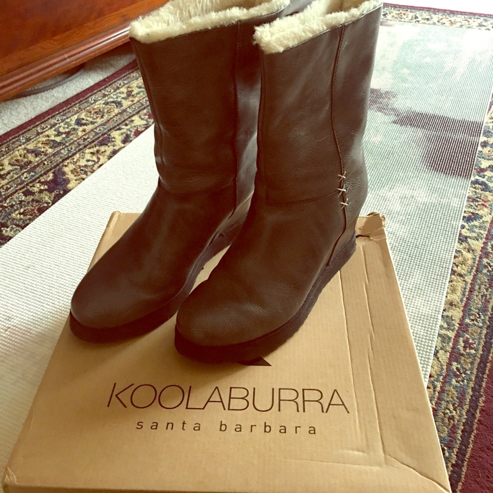 Dark grey leather boots
