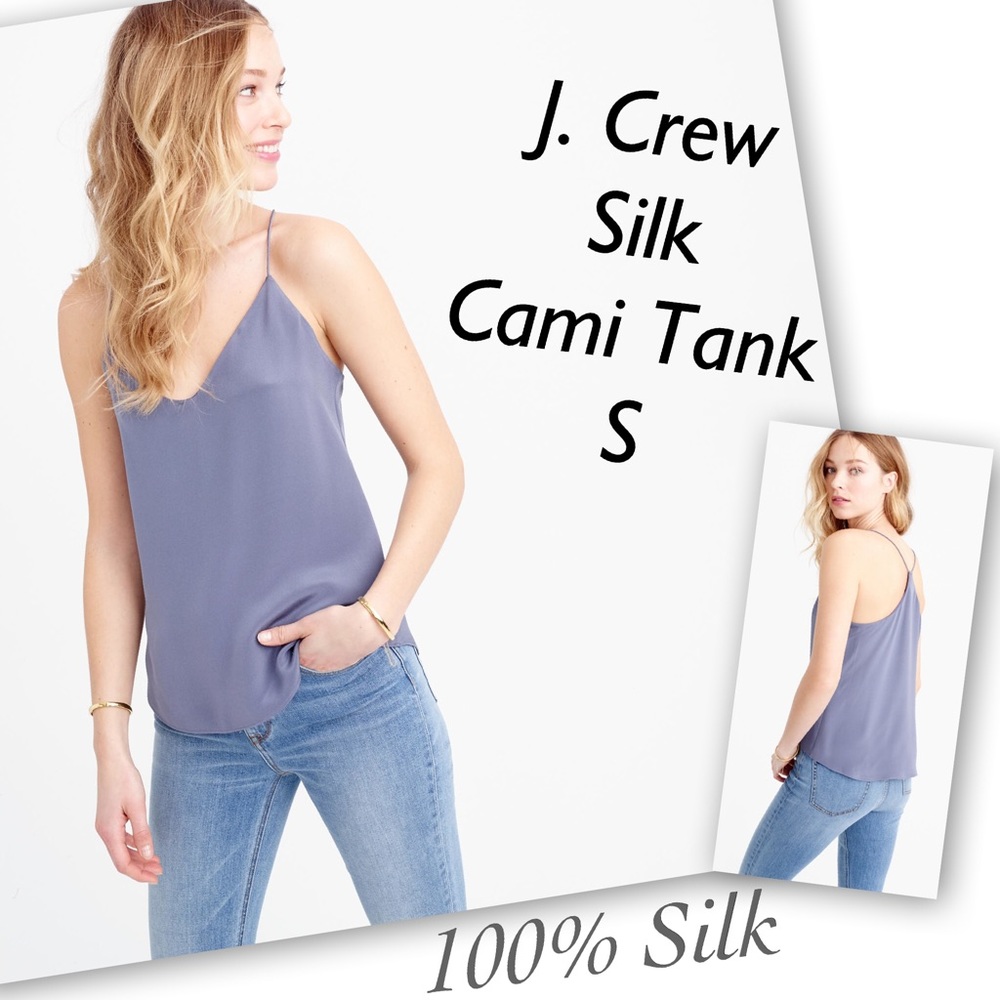 J. Crew Silk Carrie Cami Tank Blue/ Gray S