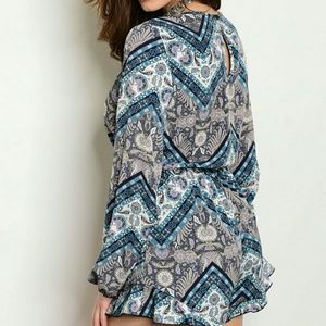 Shorts - Teal grey multi romper Shorts - Teal grey multi romper