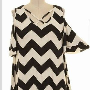 Chevron Hi- low Cold Shoulder Tunic
