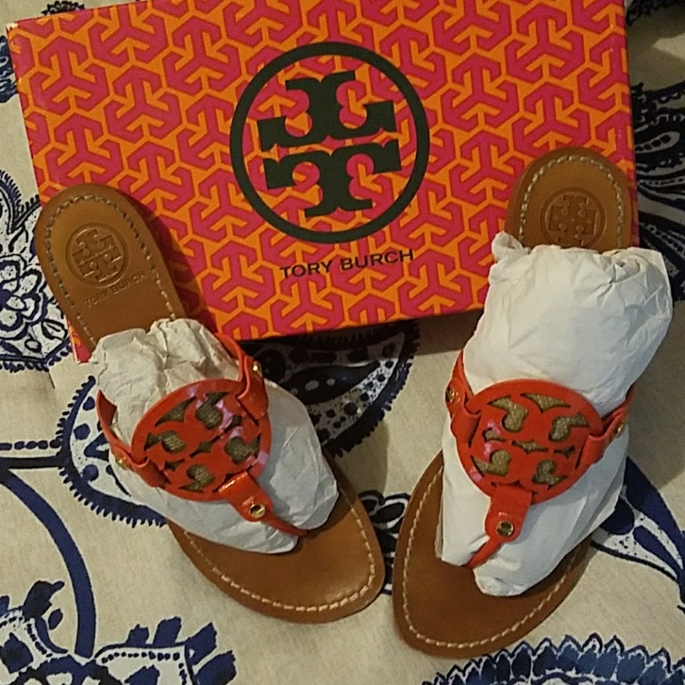 Tory Burch Equestrian Orange/Burlap Miller's