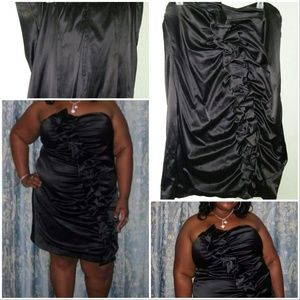 Black strapless cocktail dress