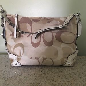 Tan Coach handbag shoulder tote
