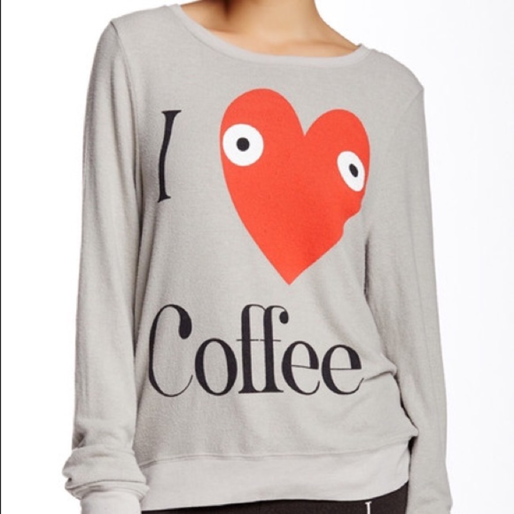 Wildfox Small Long Sleeve Soft "I ❤ Coffee" Shirt