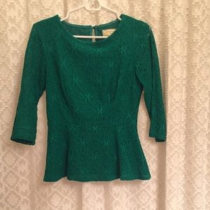 Anthropologie green peplum blouse