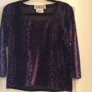 Purple faux snake-skin velour top