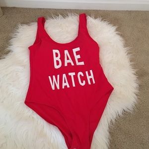 Red one piece bikini