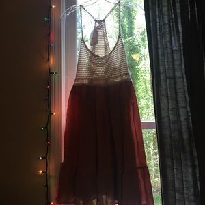 Crochet, rust colored dress