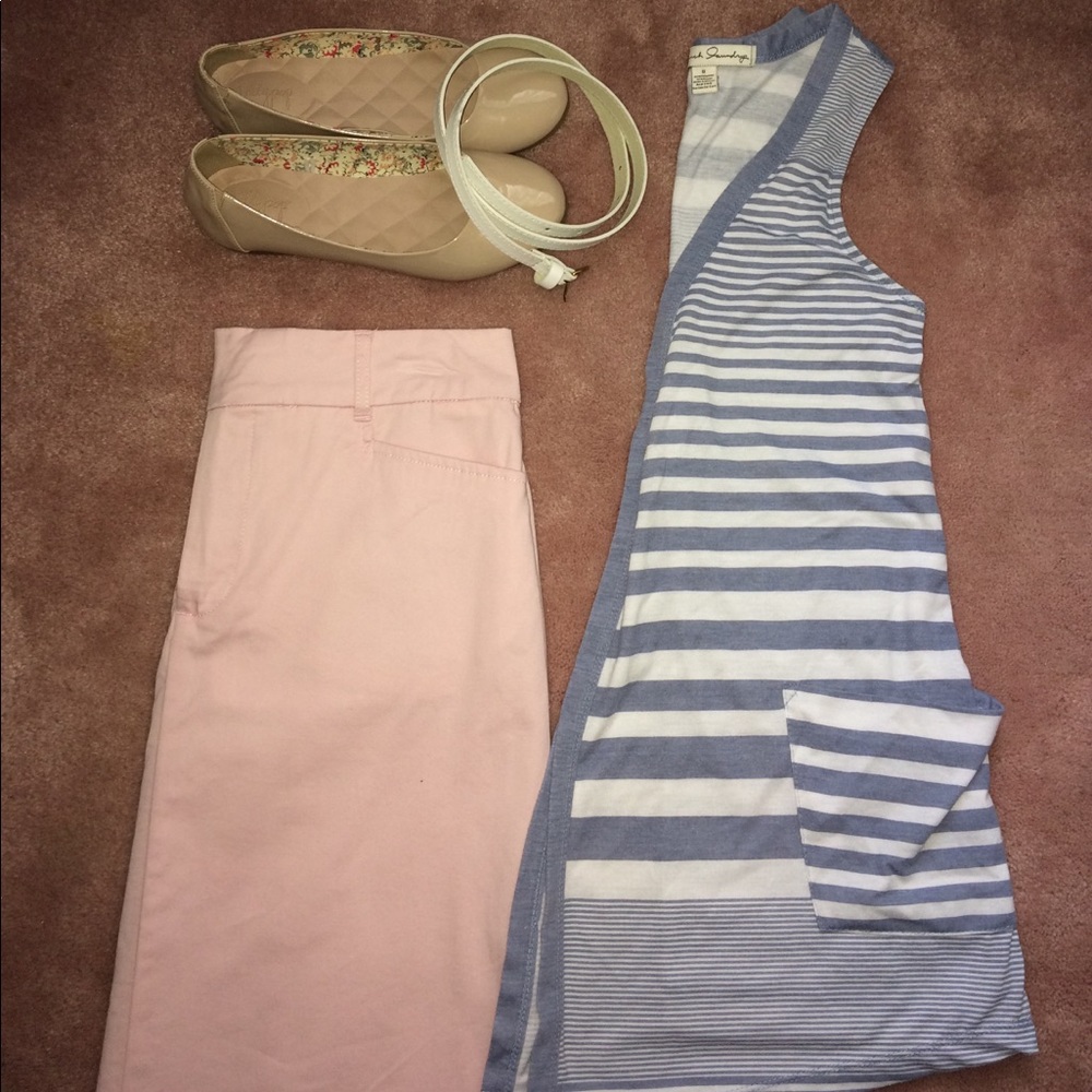 Striped open front vest