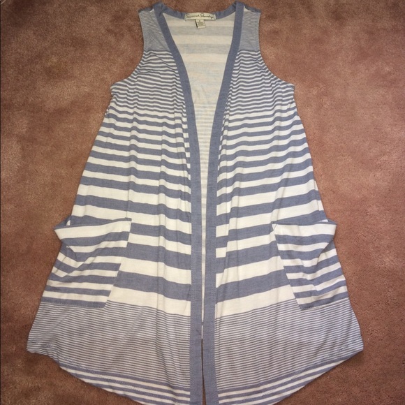 Striped open front vest - Picture 2 of 6