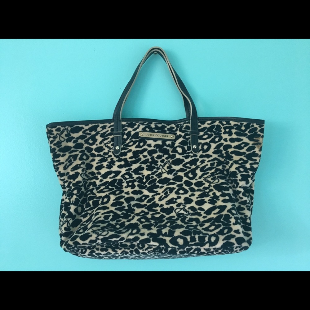 Juicy Couture leopard print suede tote