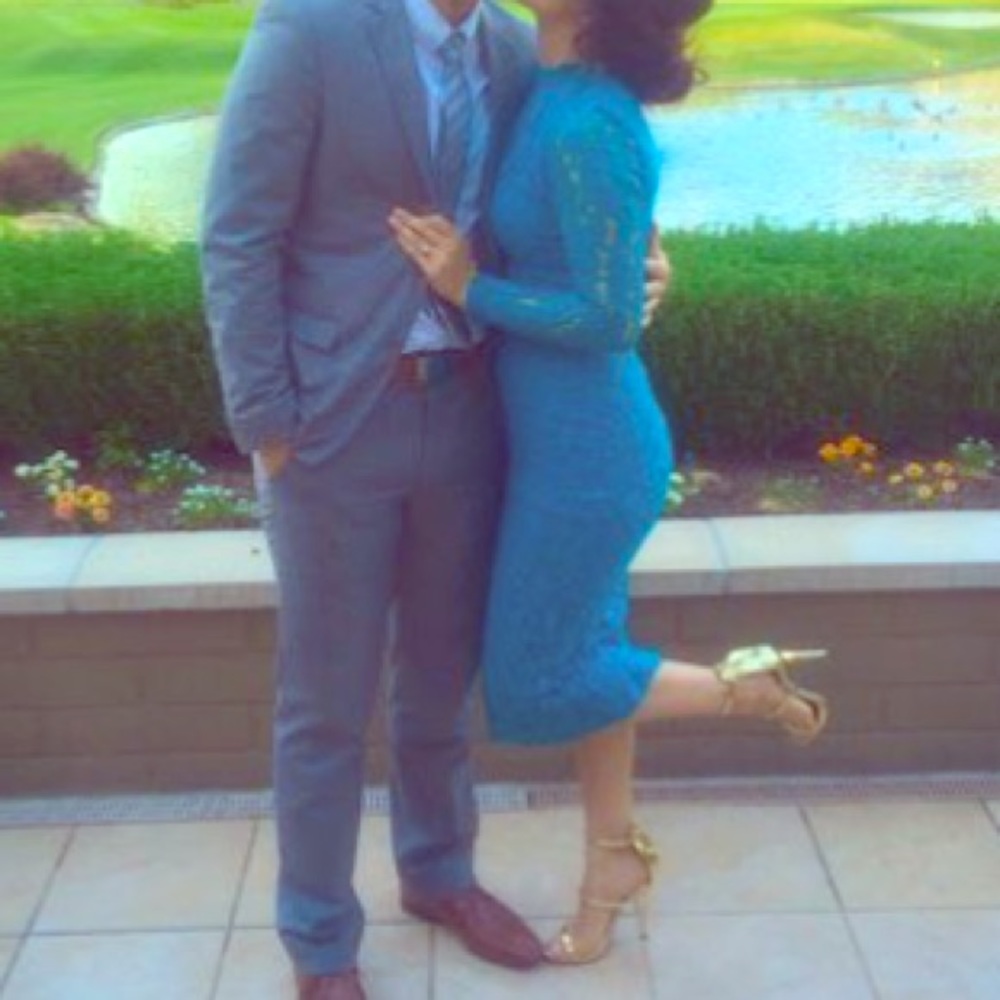 Blue,aqua midi lace dress - Picture 2 of 6