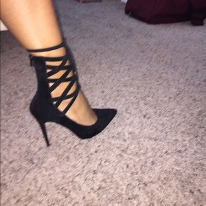 Strappy pointy toe shoes
