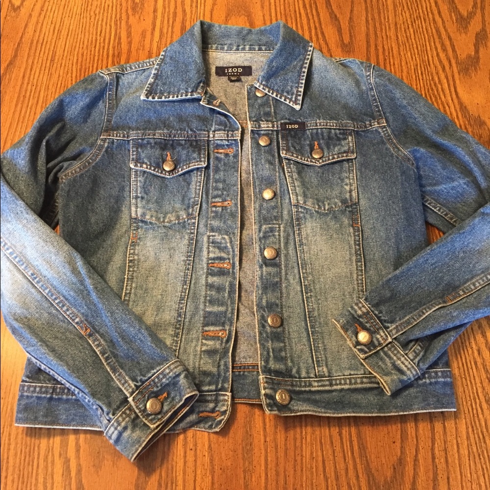 IZOD Jean Jacket buttons long sleeve Small