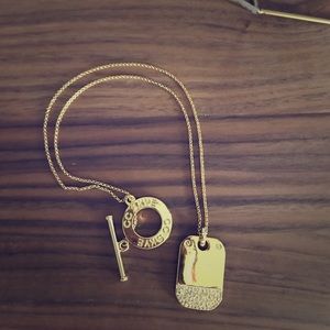 CC Skye Swarovski crystal & gold dog tag necklace