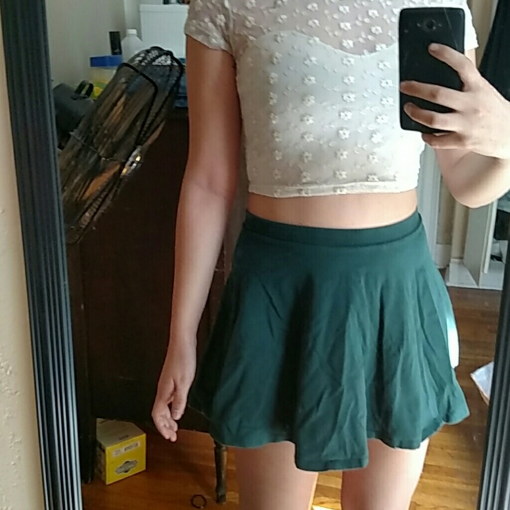 Forest green circle skirt