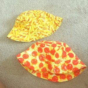 Two Food-Printed Bucket Hats