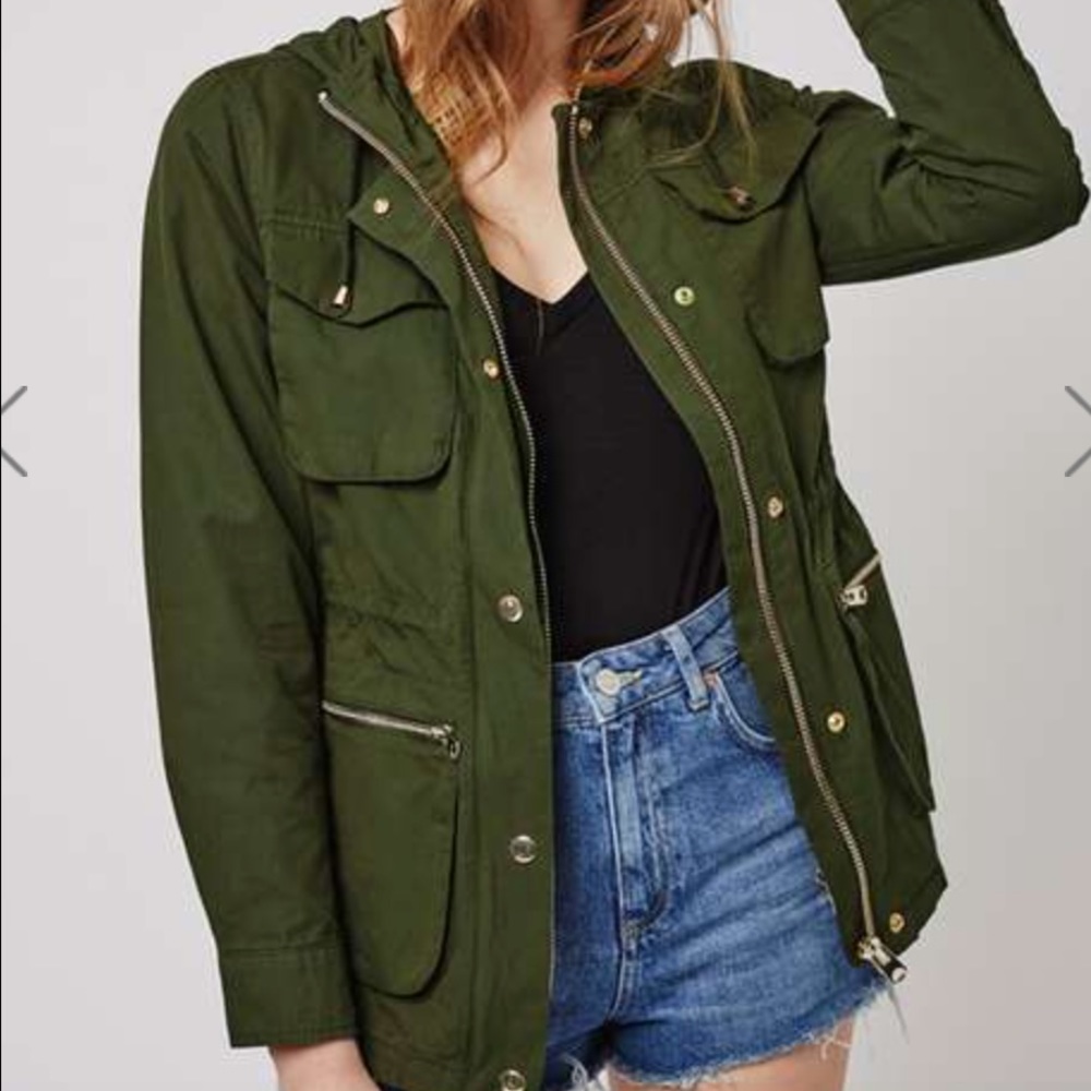 Army topshop jacket with dual zipper