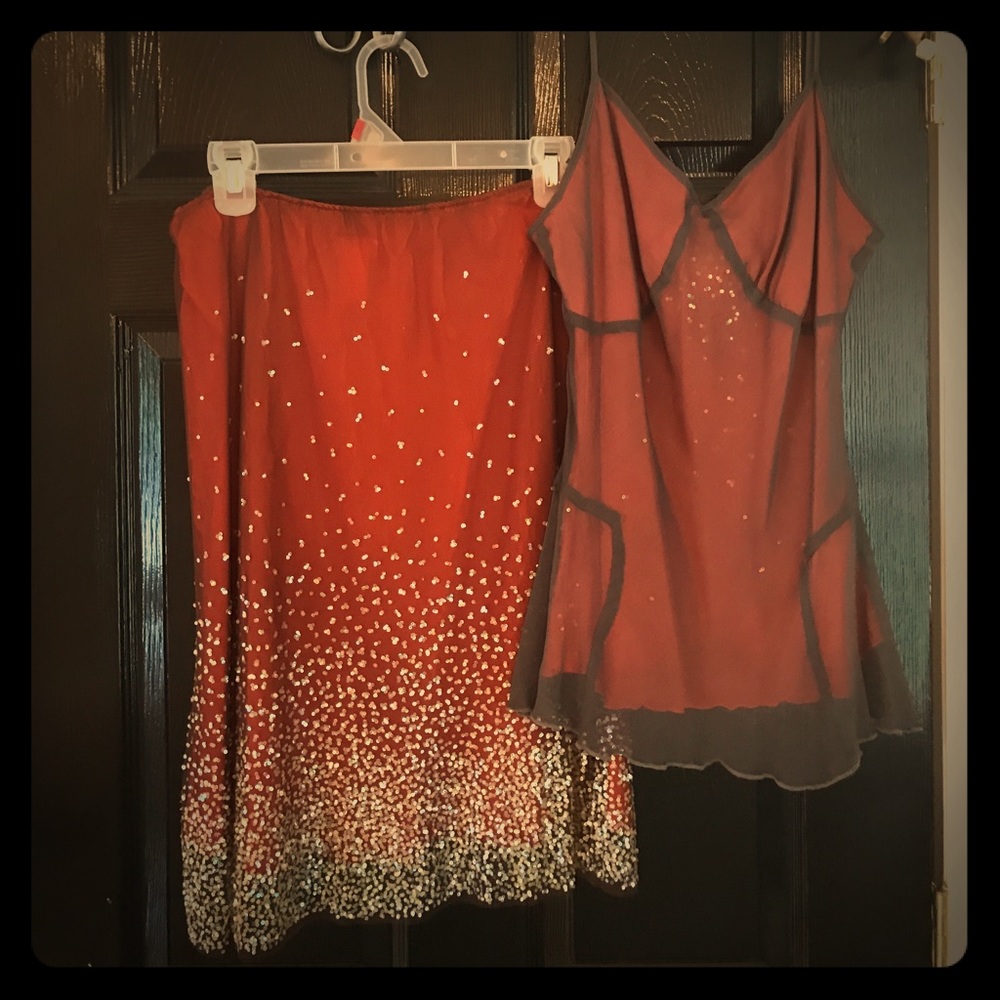 Sequin cocktail skirt and top
