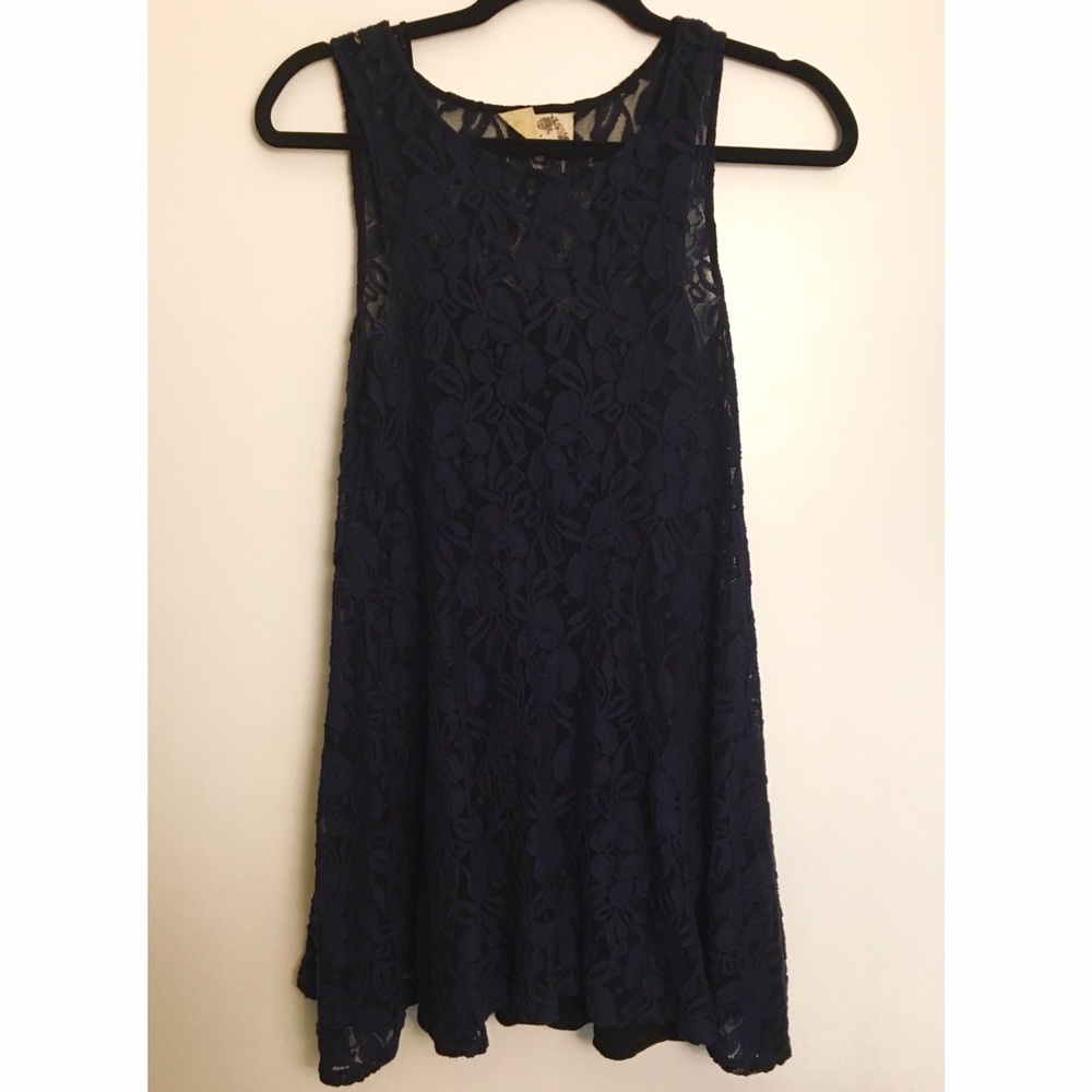 Navy Blue Lace Free People Dress