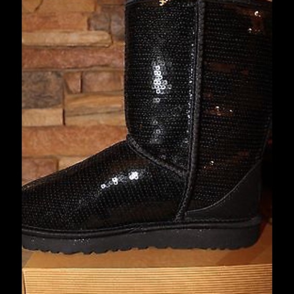 UGG Australia Black Sequin Sparkle Boots - Picture 5 of 10