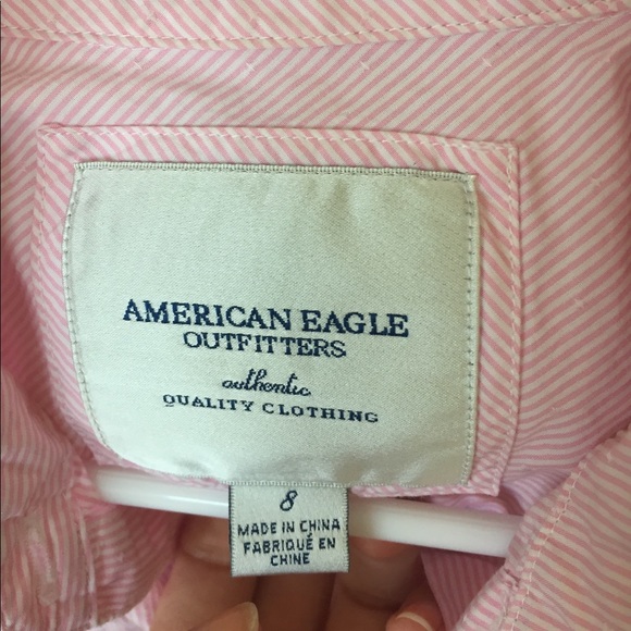 Women's American eagle pink stripe shirt, size 8 - Picture 4 of 8