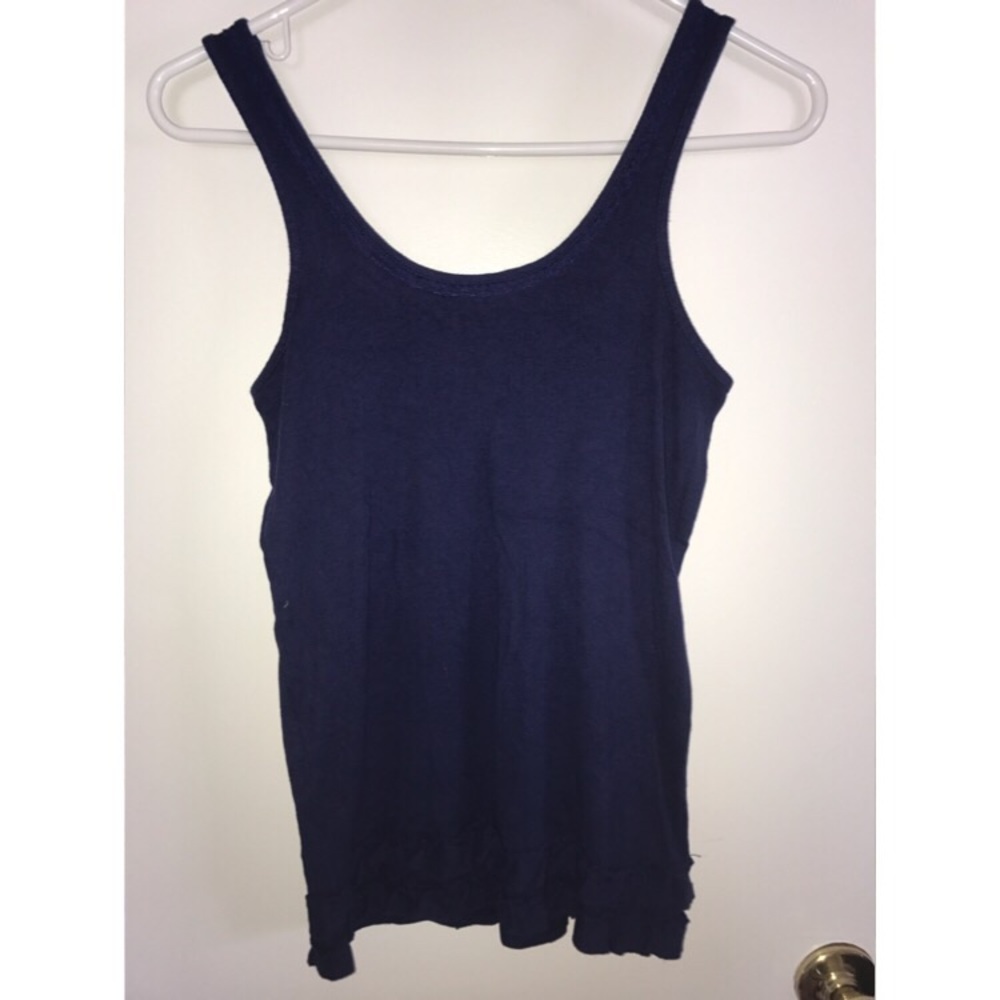 Kensie Lace and Ruffle Ribbed Tank Top Sz S