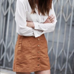 Brown Suede 70's inspired midi-mini-skirt