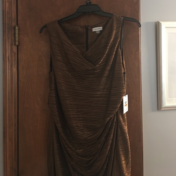 Calvin Klein NWT Brown Sleeveless Evening Dress. - Picture 1 of 5