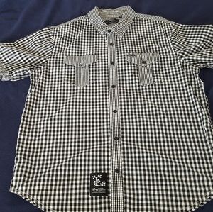 Lrg Black & White Short Sleeve Button down