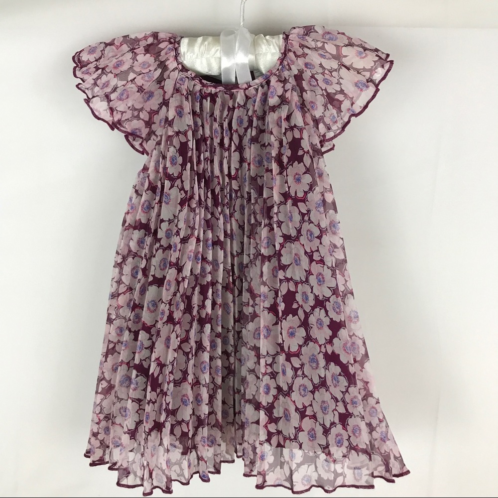 First Impressions Purple Flower Pleated Dress