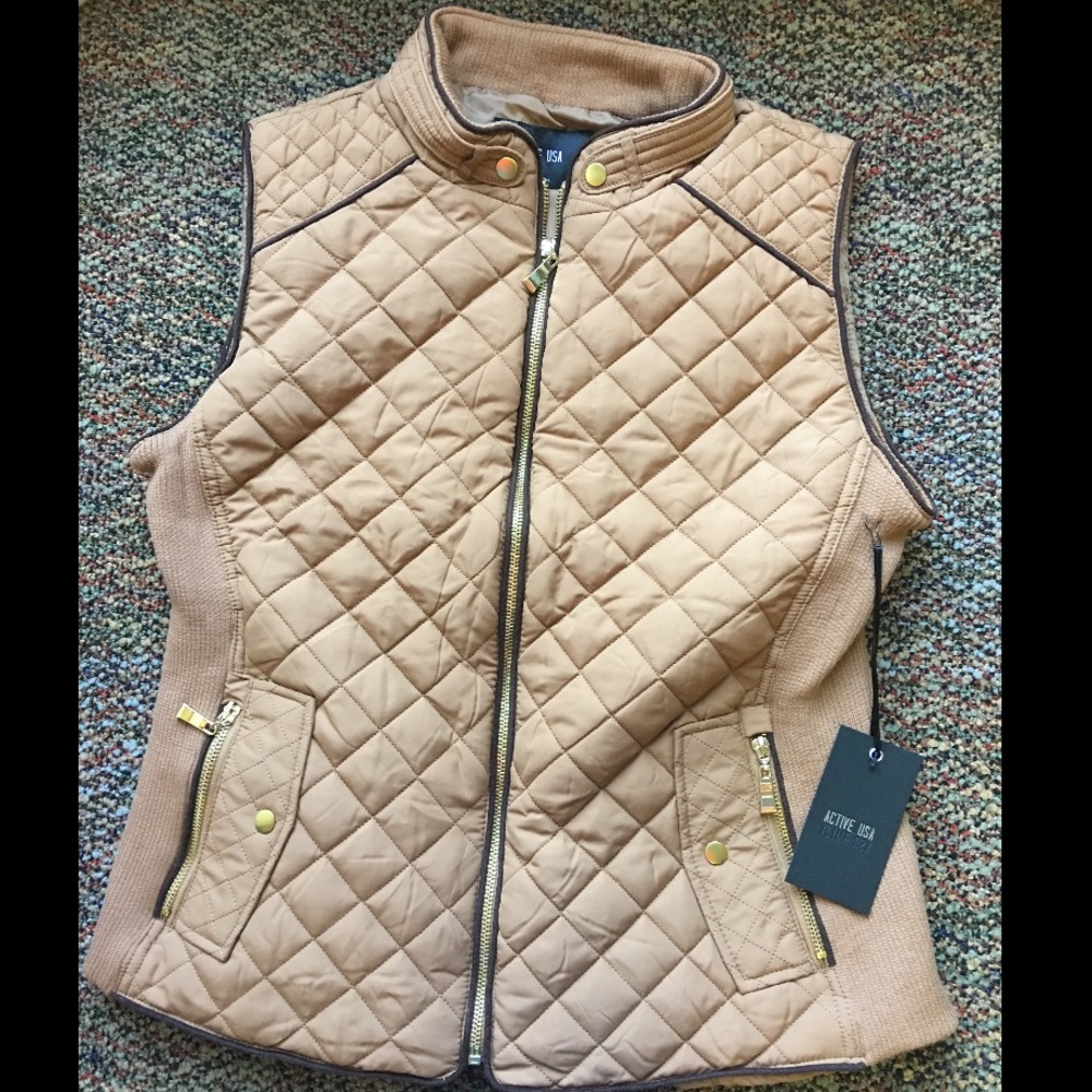 Active USA Brown Quilted Vest