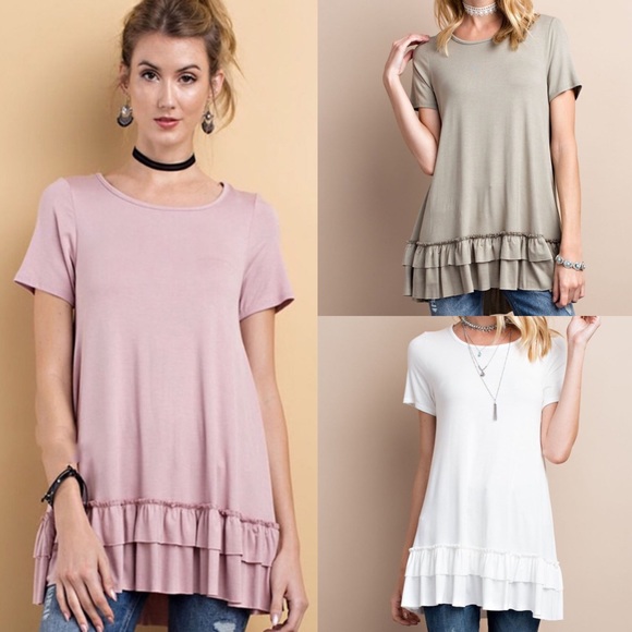 ISABELLA loose fit ruffle tunic top - OFF WHITE - Picture 2 of 4