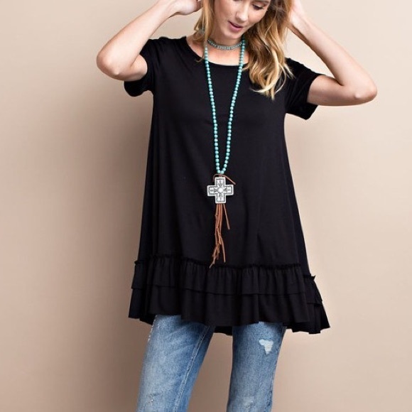 ISABELLA loose fit ruffle tunic top - OFF WHITE - Picture 4 of 4