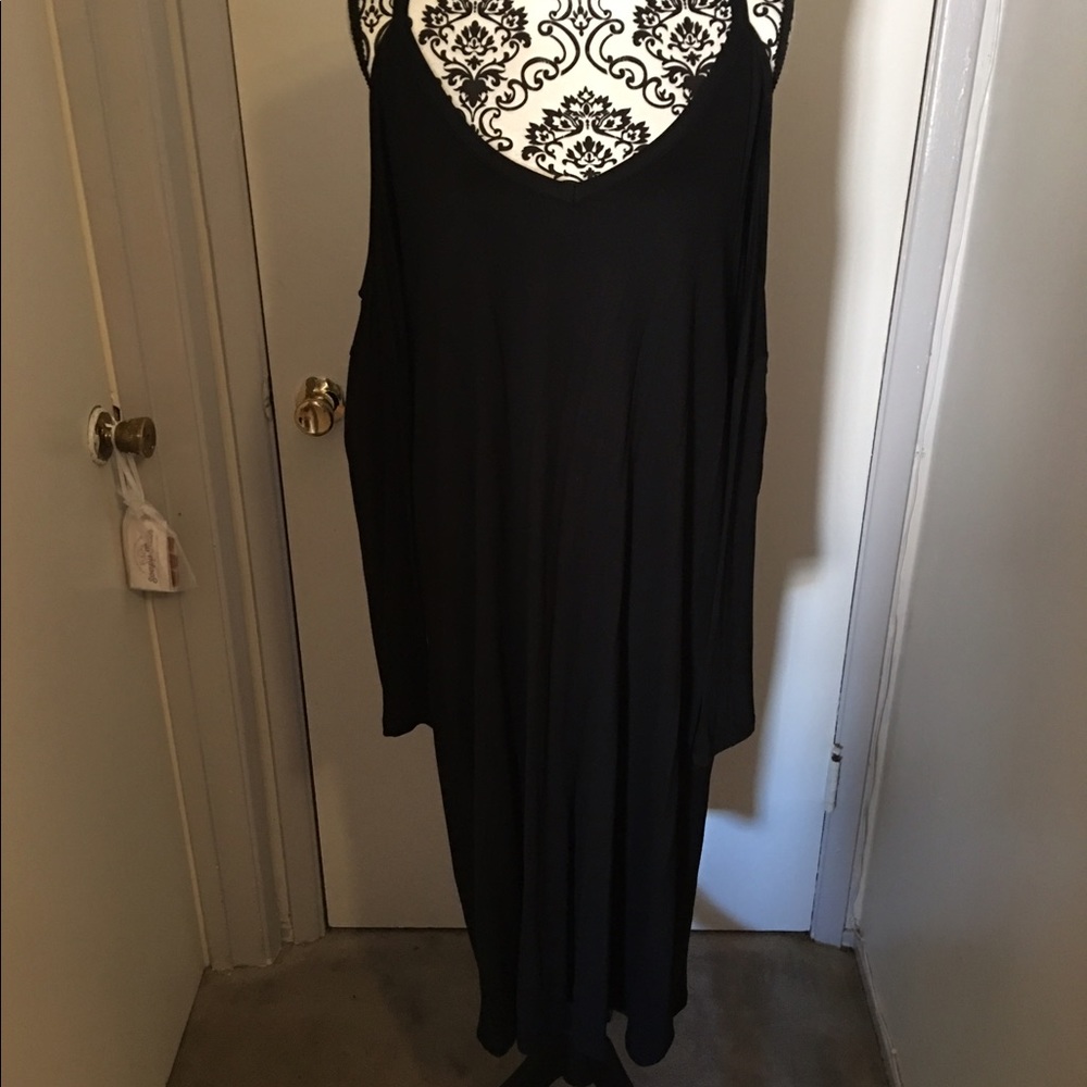 Black long sleeve cold shoulder dress