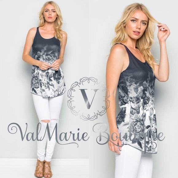 📍LAST📍Dark Grey ROSE TANK TOP - Picture 2 of 2