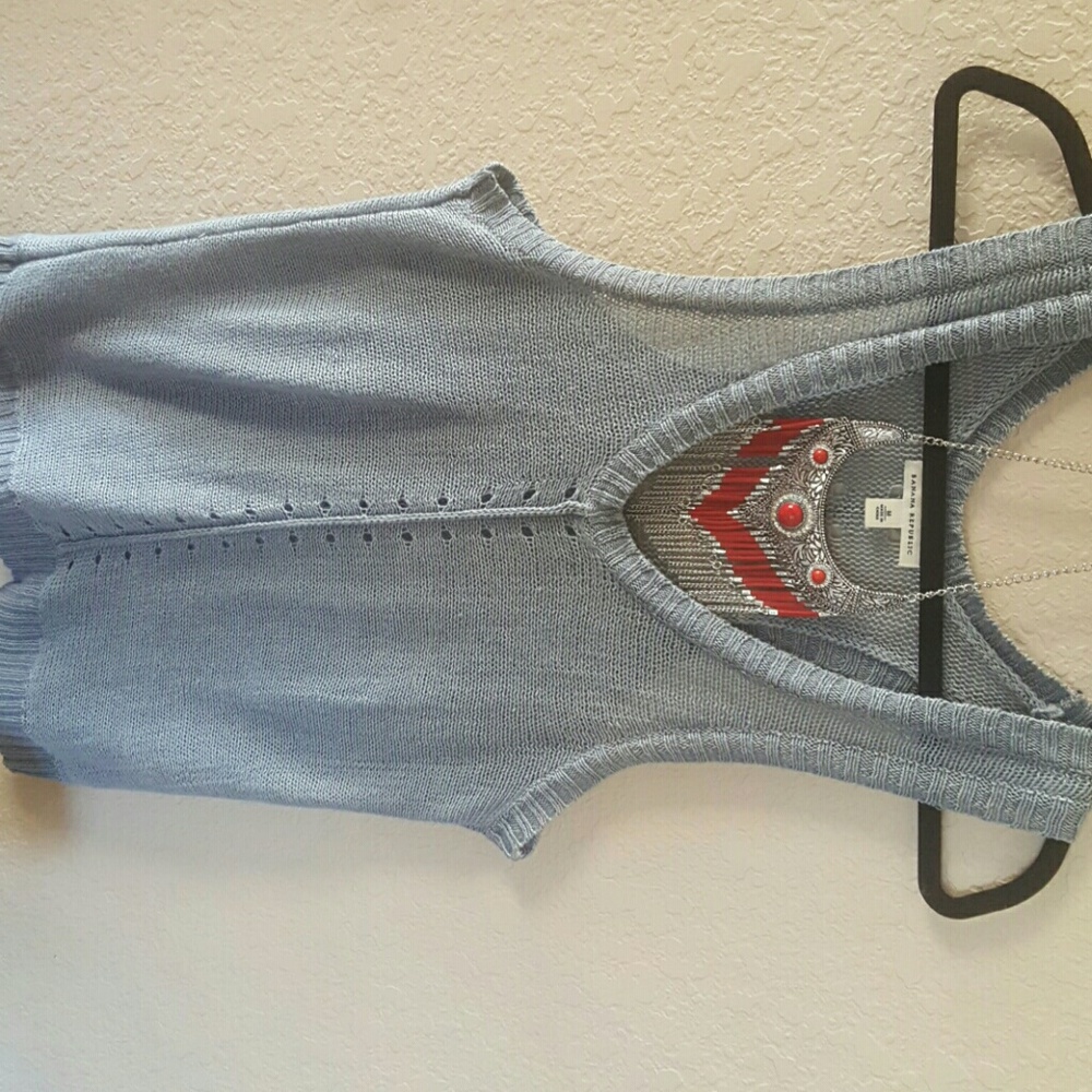 Sweater sleeveless tank. Steel blue-gray